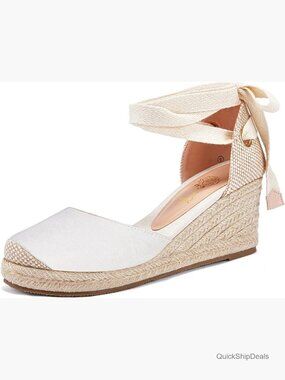 Lace Up Closed Toe Platform Wedge Sandals with Ankle Strap